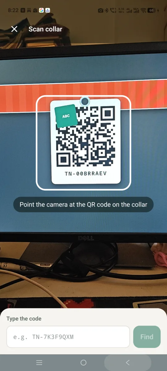 Field app: scan the collar